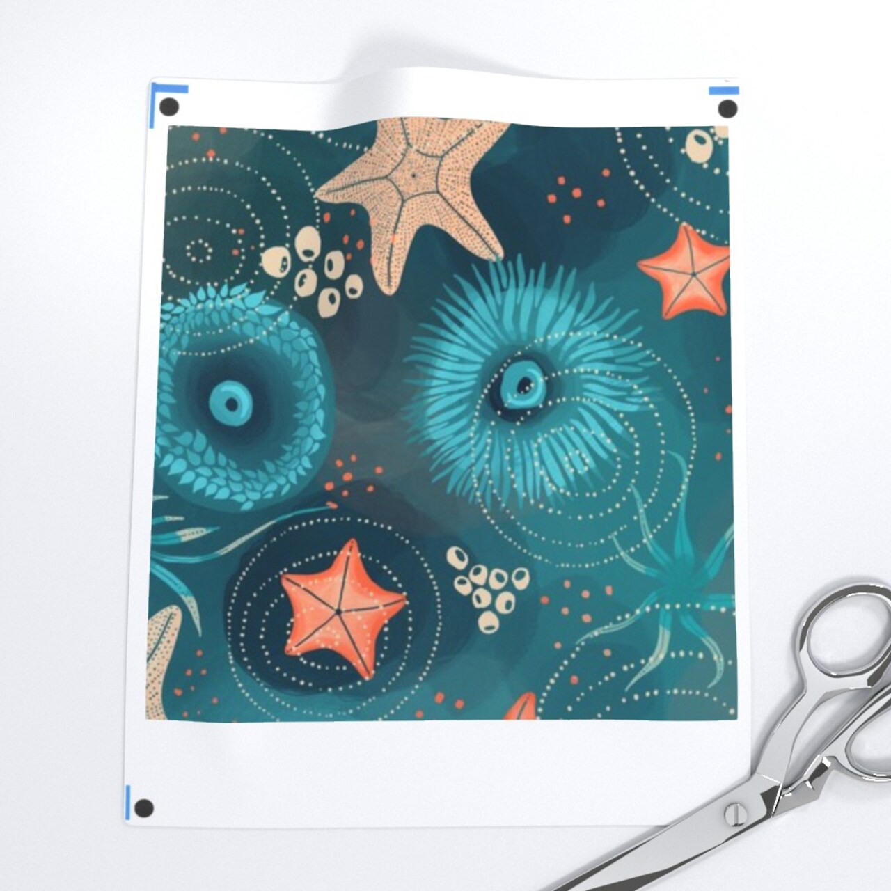 Marine Life Ocean Seaside Under The Sea Coastal Beach Waves Custom Printed Fabric by Spoonflower Various Fabrics by the Yard or Fat Quarter